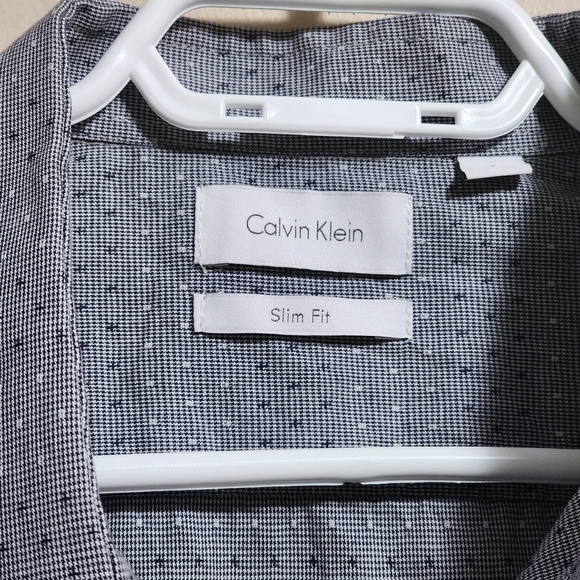 Calvin Klein slim fit button down long sleeve 100 % cotton shirt color grey - Picture 5 of 6